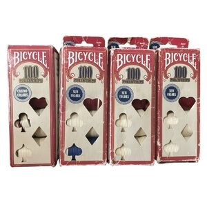 Vintage Bicycle Poker Chips 4 Boxes 390 Total Chips Casino Colors Ivory Blue Red